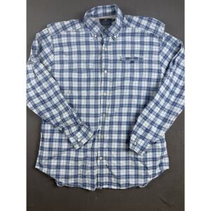 Vineyard Vines Harbor Shirt Mens Large Blue Plaid Performance Fishing Outdoors